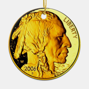 De Cerâmica Ornamento da moeda $50 Dourado