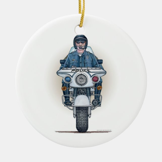 De Cerâmica Ornamento da motocicleta da polícia (Frente)
