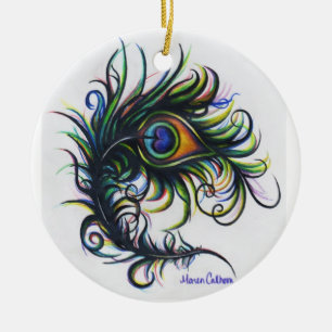 De Cerâmica Ornamento da pena do pavão