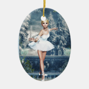 De Cerâmica Ornamento da princesa Bailarina Oval Dobro Sided