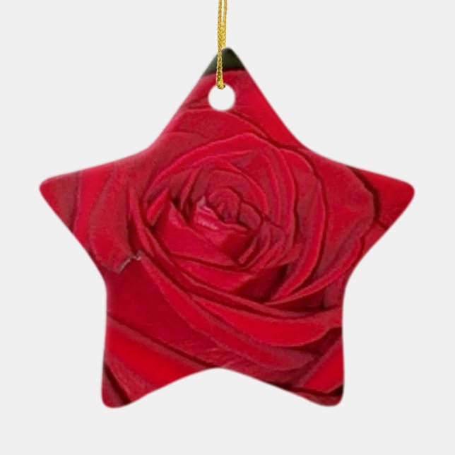 De Cerâmica Ornamento da rosa vermelha (Frente)
