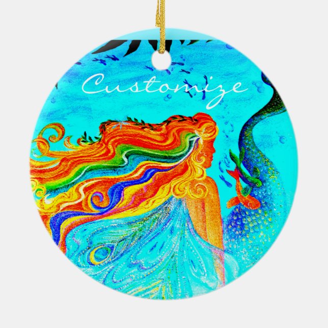 De Cerâmica ornamento da sereia do cabelo arco-íris (Traseira)