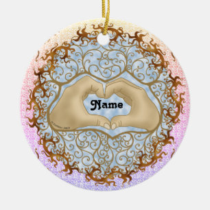 De Cerâmica ornamento das mãos do coração