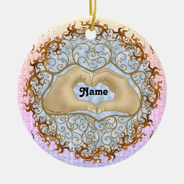De Cerâmica ornamento das mãos do coração (Frente)