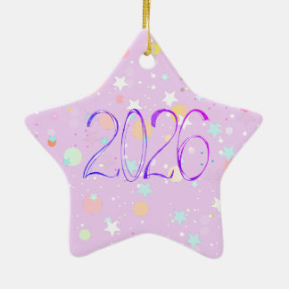 De Cerâmica ornamento desenho ano novo 2026 cute pastel