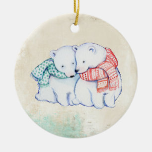 De Cerâmica Ornamento do amor do urso polar
