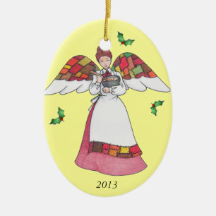 De Cerâmica Ornamento do Anjo do País (Vermelho)