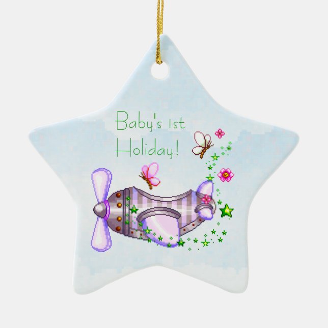 De Cerâmica Ornamento do avião do feriado do bebê ø (Frente)
