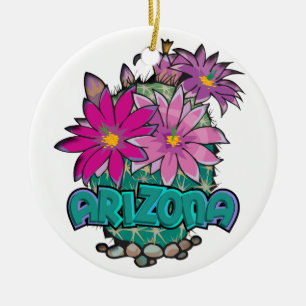 De Cerâmica Ornamento do AZ Cactus Blooms