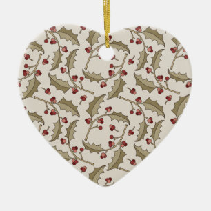 De Cerâmica Ornamento do azevinho do Natal