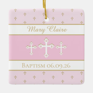 De Cerâmica Ornamento do batismo cristão personalizado