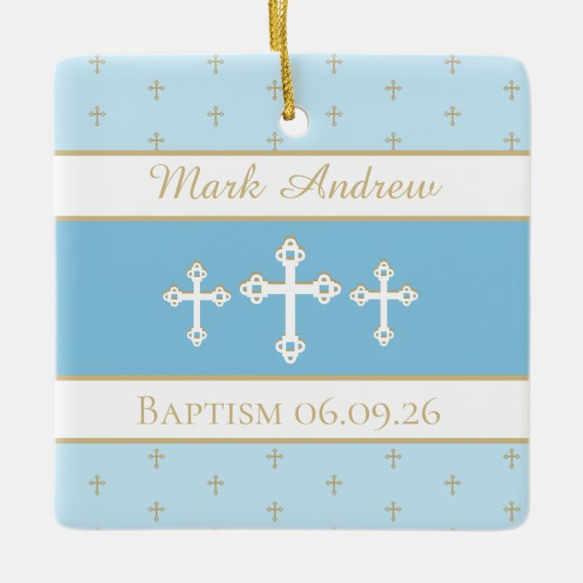 De Cerâmica Ornamento do batismo cristão personalizado (Frente)