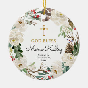 De Cerâmica Ornamento do Batismo da Menina Personalizada Holly