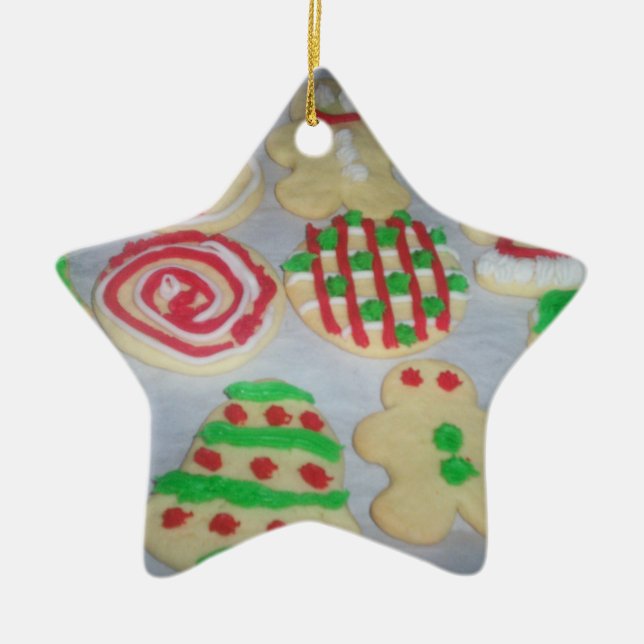 De Cerâmica Ornamento do biscoito do Natal da estrela (Frente)