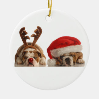 De Cerâmica Ornamento do buldogue do Natal