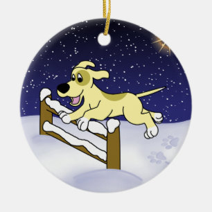 De Cerâmica Ornamento do cão da agilidade do Natal dos