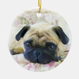 De Cerâmica Ornamento do cão do Pug