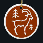 De Cerâmica Ornamento do Capricórnio<br><div class="desc">Uma cena montanhosa do Capricórnio rendida na terra rica com linhas limpas simples.</div>