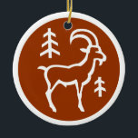 De Cerâmica Ornamento do Capricórnio<br><div class="desc">Uma cena montanhosa do Capricórnio rendida na terra rica com linhas limpas simples.</div>