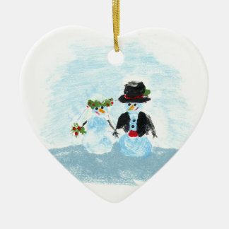 De Cerâmica Ornamento do casal da neve