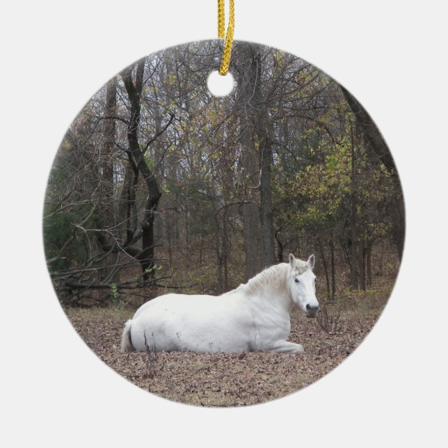 De Cerâmica Ornamento do cavalo branco (Frente)