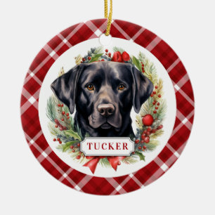De Cerâmica Ornamento do círculo cerâmico Black Labrador Retri