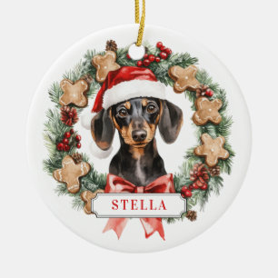 De Cerâmica Ornamento do Círculo Cerâmico Cão-de-Natal
