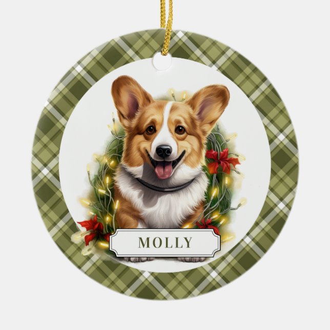 De Cerâmica Ornamento do Círculo Cerâmico Corgi (Frente)