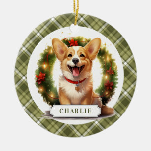 De Cerâmica Ornamento do Círculo Cerâmico Corgi