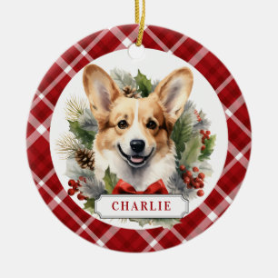 De Cerâmica Ornamento do Círculo Cerâmico Corgi