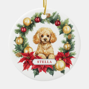 De Cerâmica Ornamento do Círculo Cerâmico Poodle