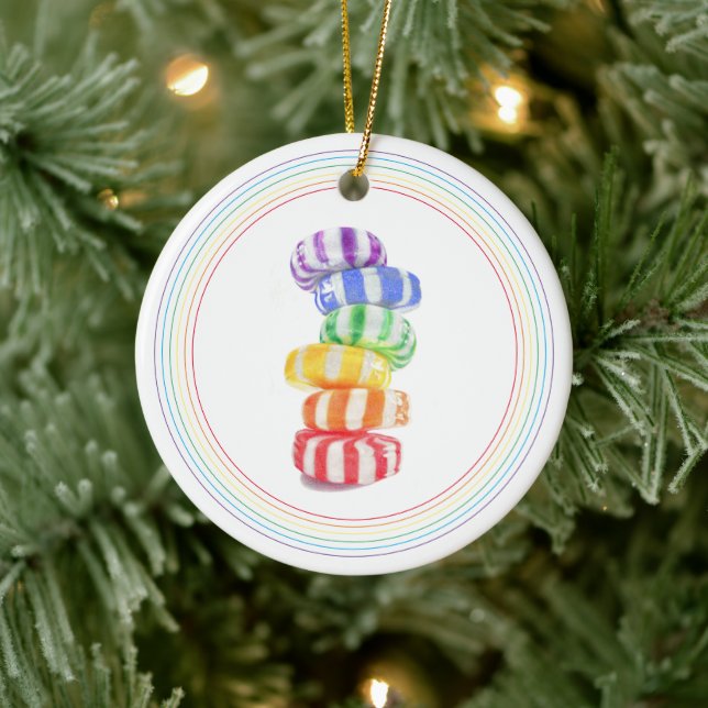 De Cerâmica Ornamento do Círculo Cerâmico RAINBOW CANDY (Árvore)