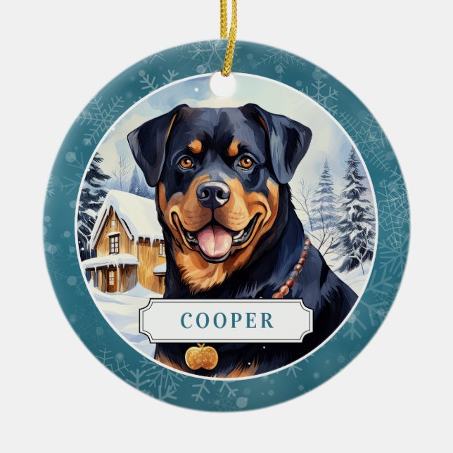 De Cerâmica Ornamento do Círculo Cerâmico Rottweiler (Frente)