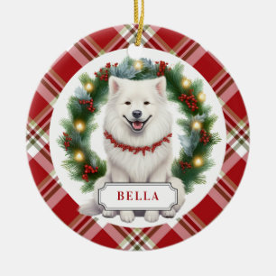 De Cerâmica Ornamento do Círculo Cerâmico Samoyed