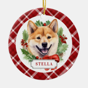 De Cerâmica Ornamento do Círculo Cerâmico Shiba Inu