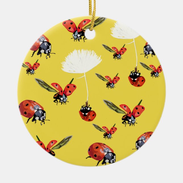 De Cerâmica Ornamento do Círculo Ladybird (Frente)