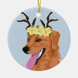 De Cerâmica Ornamento do Coonhound da coroa da poinsétia