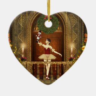 De Cerâmica Ornamento do coração do Natal da bailarina e do