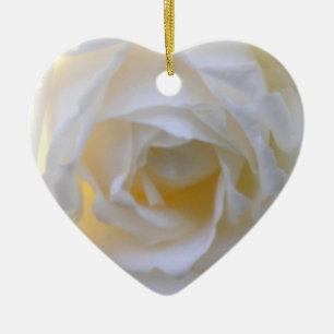 De Cerâmica ornamento do coração do rosa branco