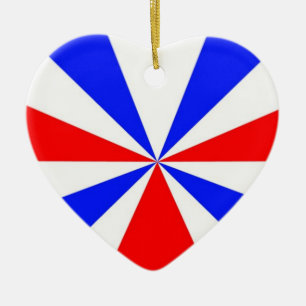 De Cerâmica Ornamento do Coração Vermelho e Branco Azul