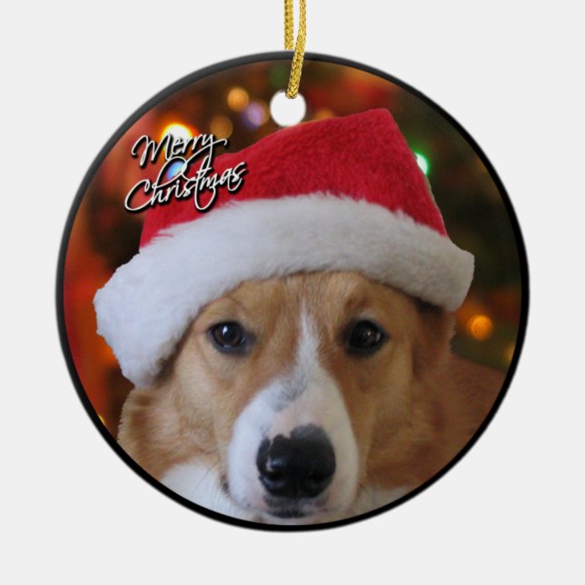 De Cerâmica Ornamento do Corgi do Natal (Frente)