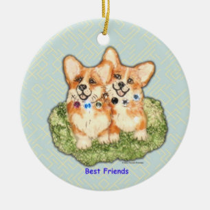 De Cerâmica Ornamento do Corgi dos "melhores amigos"