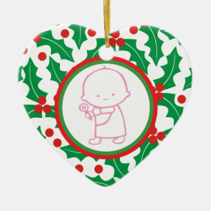 De Cerâmica Ornamento do costume do Natal do bebê santamente