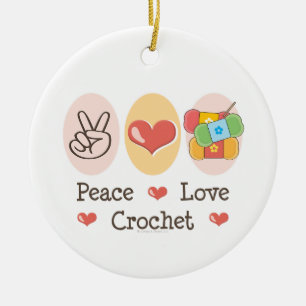 De Cerâmica Ornamento do Crochet do amor da paz