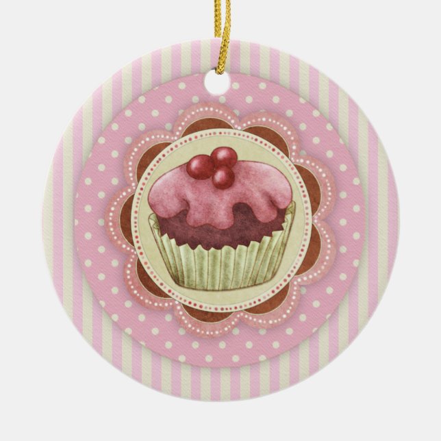 De Cerâmica Ornamento do cupcake (Frente)
