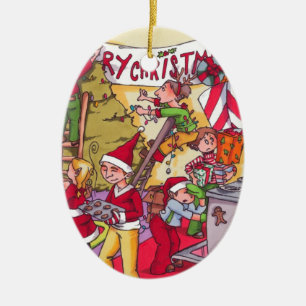 De Cerâmica Ornamento do *CUSTOMIZABLE* dos duendes do Natal