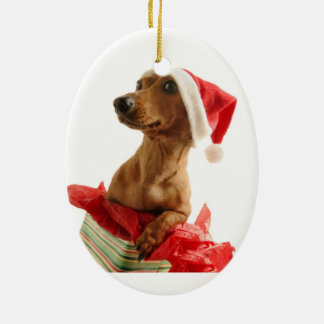 De Cerâmica Ornamento do Dachshund do Natal