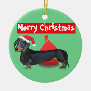 De Cerâmica Ornamento do Dachshund do papai noel do Feliz