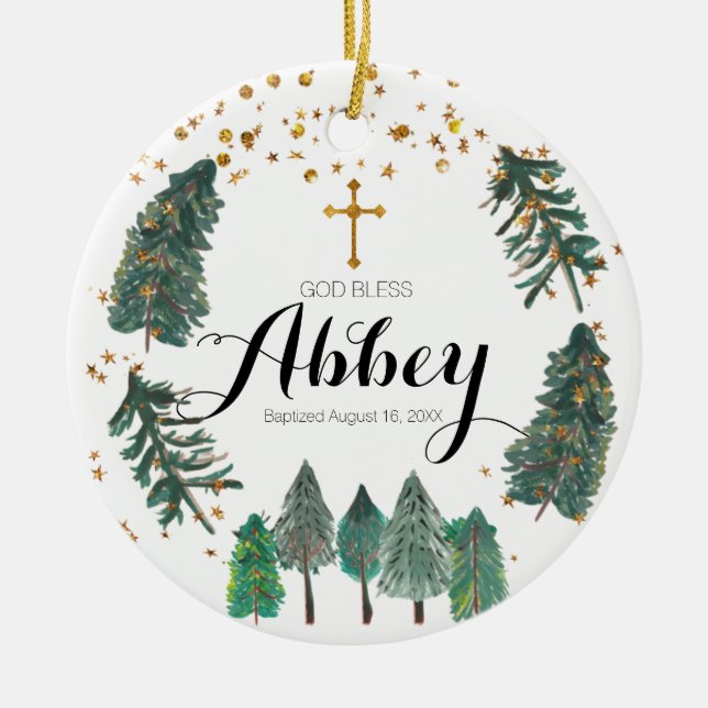 De Cerâmica Ornamento do Deus abençoe do Batismo Natal (Frente)