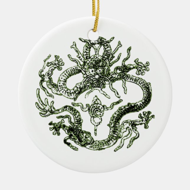 De Cerâmica Ornamento do Dragão Verde (Frente)